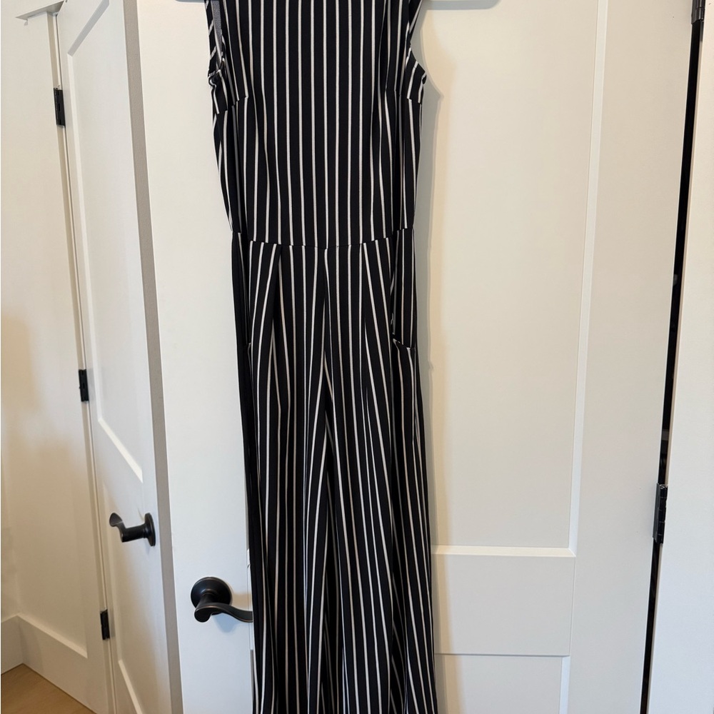 Black and White Striped Jumpsuit